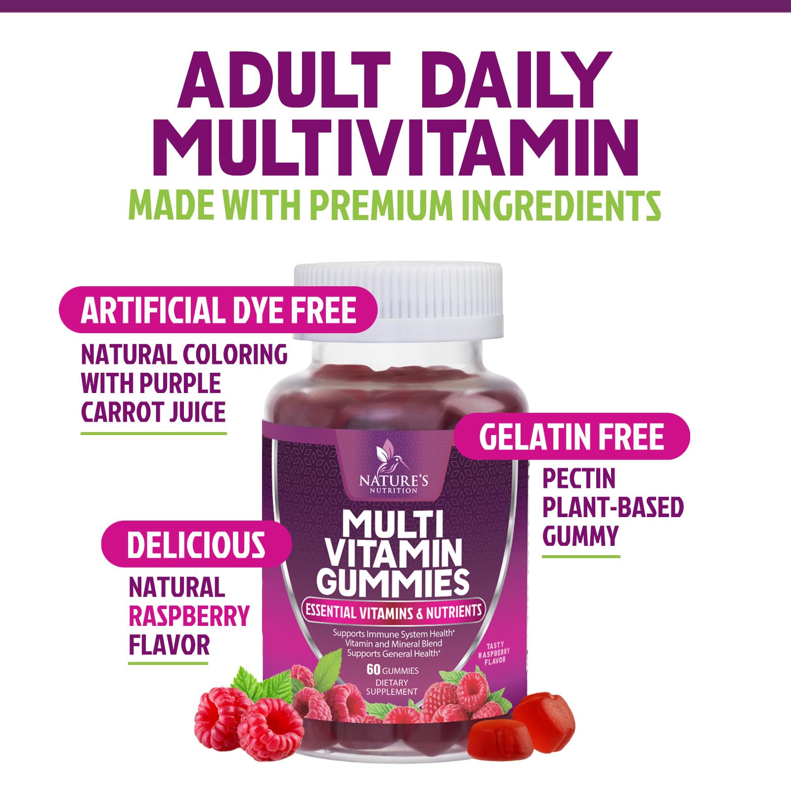 Adult hand holding a gummy vitamin