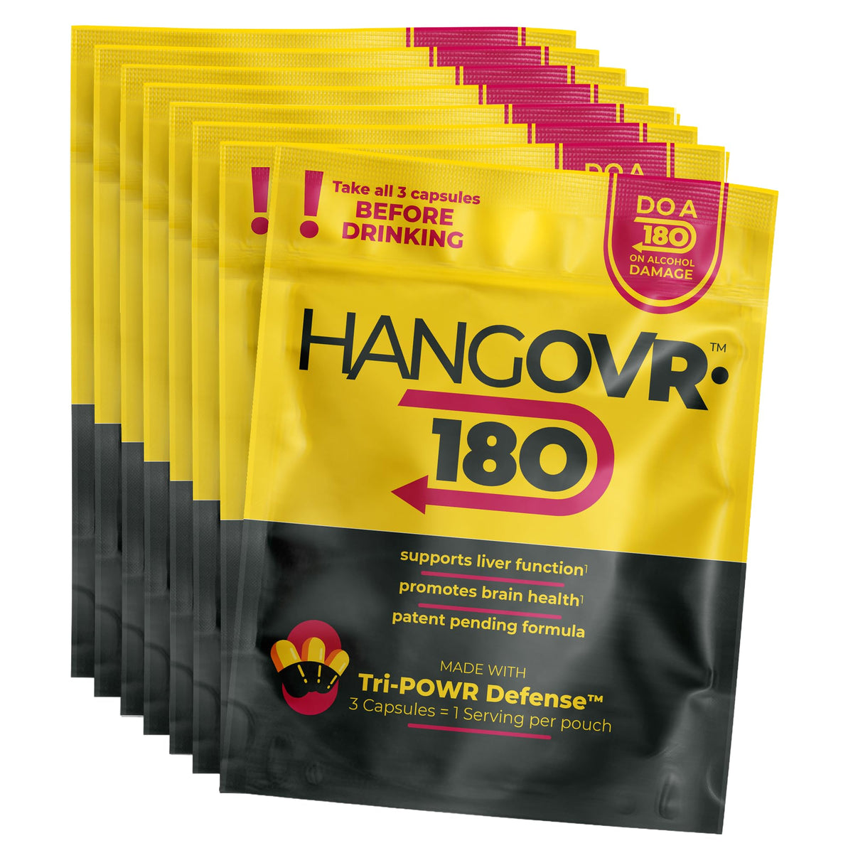 Hangovr 180 Tri-Power Before Drinking Defense 8-Pack package