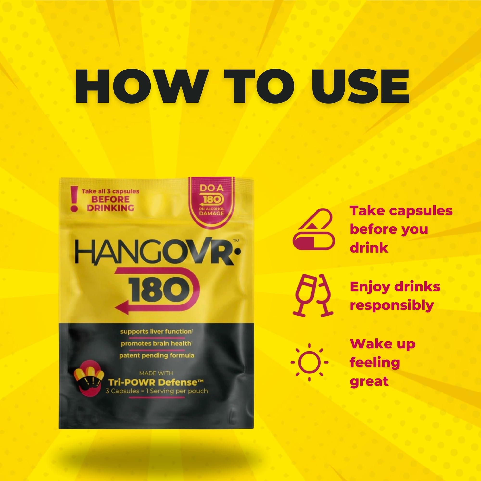 Hangovr 180 Tri-Power label on bottle