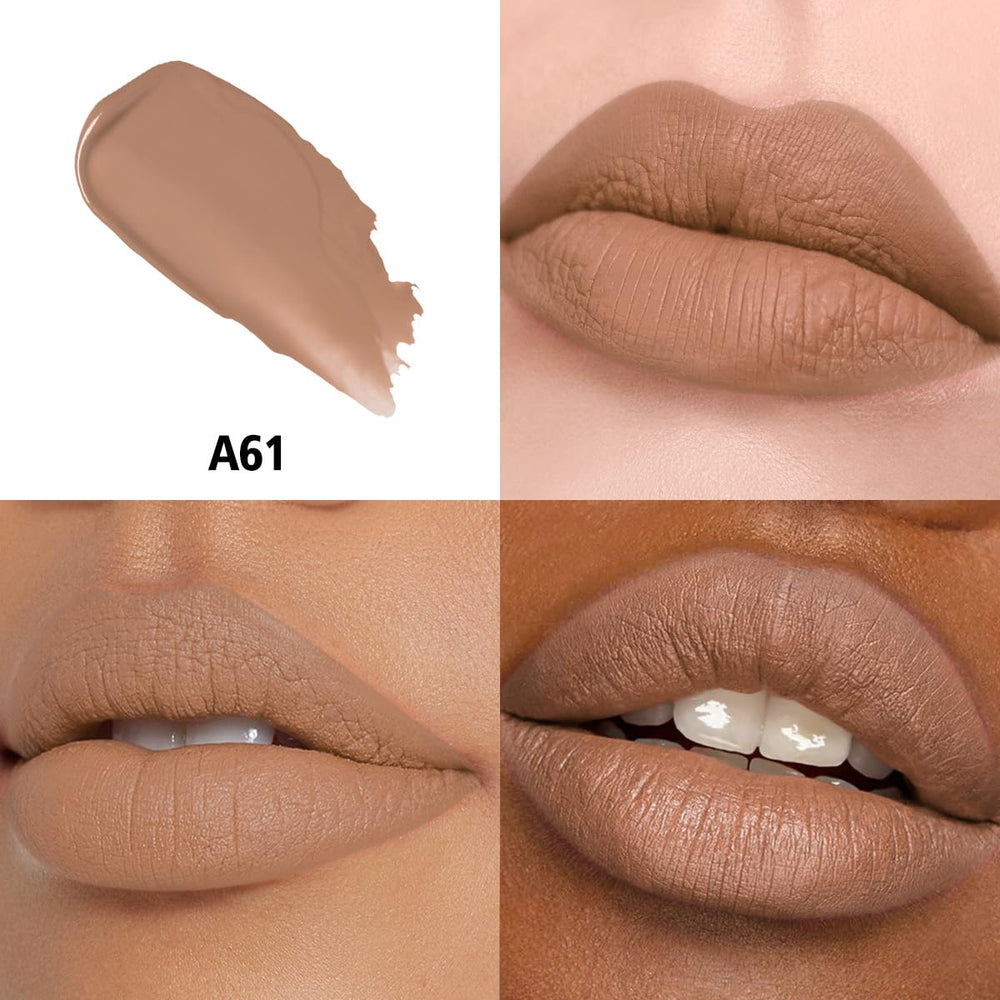 HANLADY Nude Lipstick swatch showing rich matte color for everyday wear.