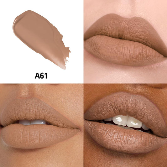 HANLADY Nude Lipstick swatch showing rich matte color for everyday wear.