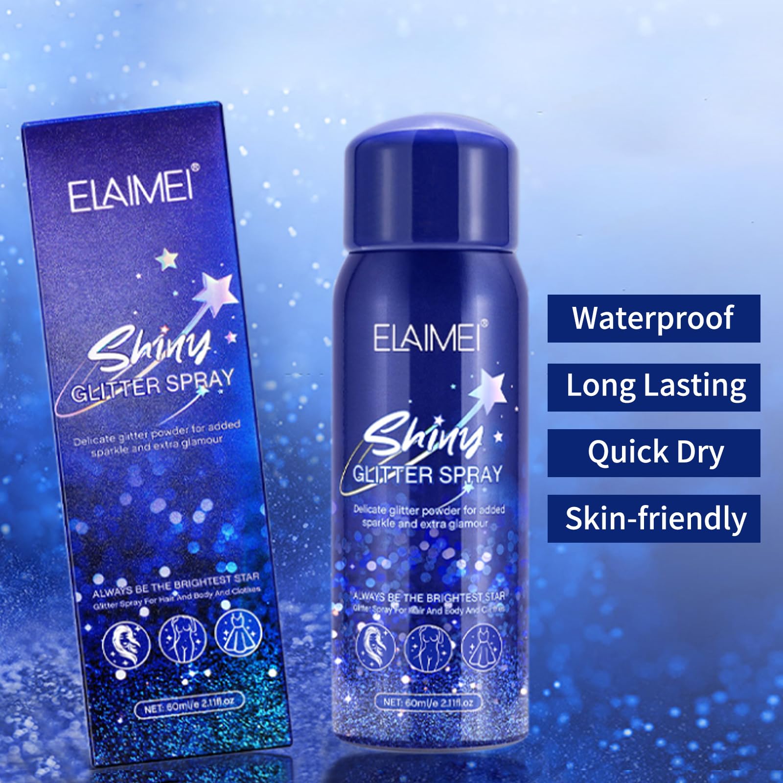 HANYWIL glitter spray easily washes away with shampoo and water.