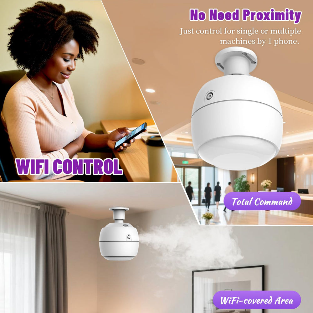 HAONINYUE ceiling-mounted diffuser installation view shows discreet flush-mount design for homes and offices.