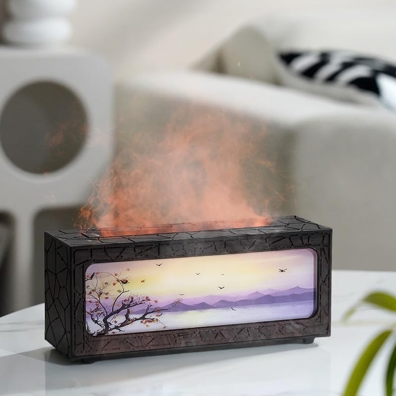 HapIntlNex wood grain diffuser front view for calming aromatherapy