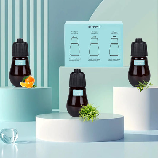 Three flavors: eucalyptus, lemongrass, and orange essential oils