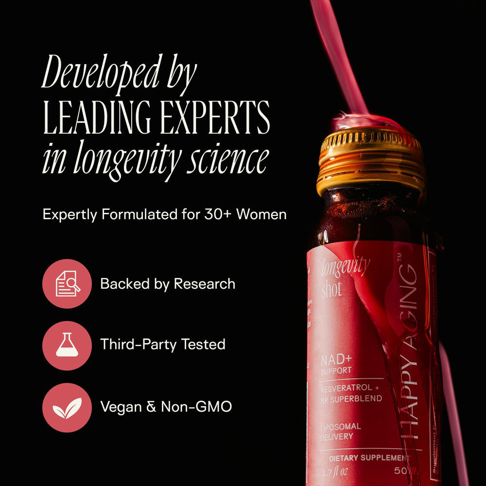 Happy Aging resveratrol ingredients include antioxidants for balanced energy.