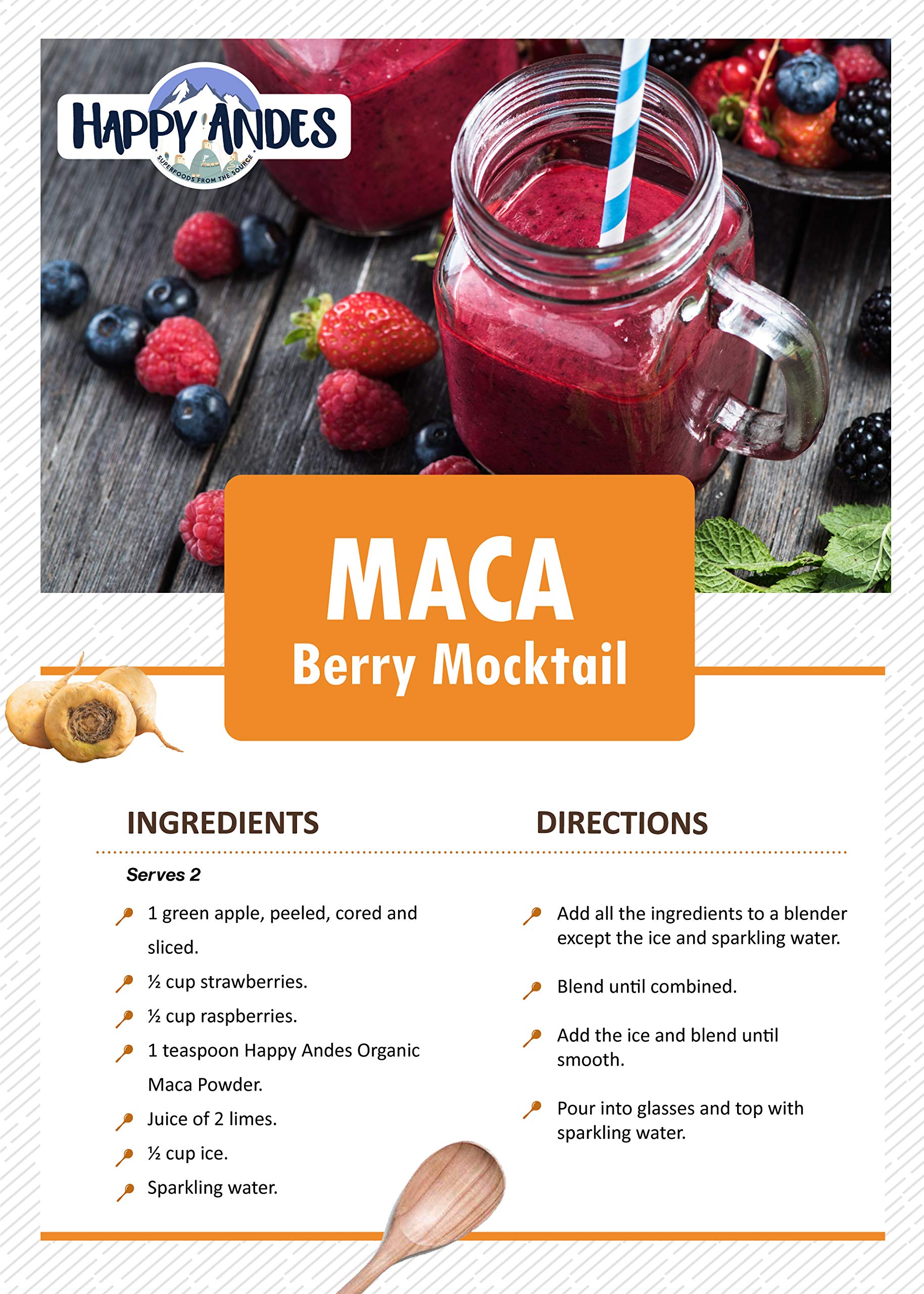 Maca powder being added to smoothie