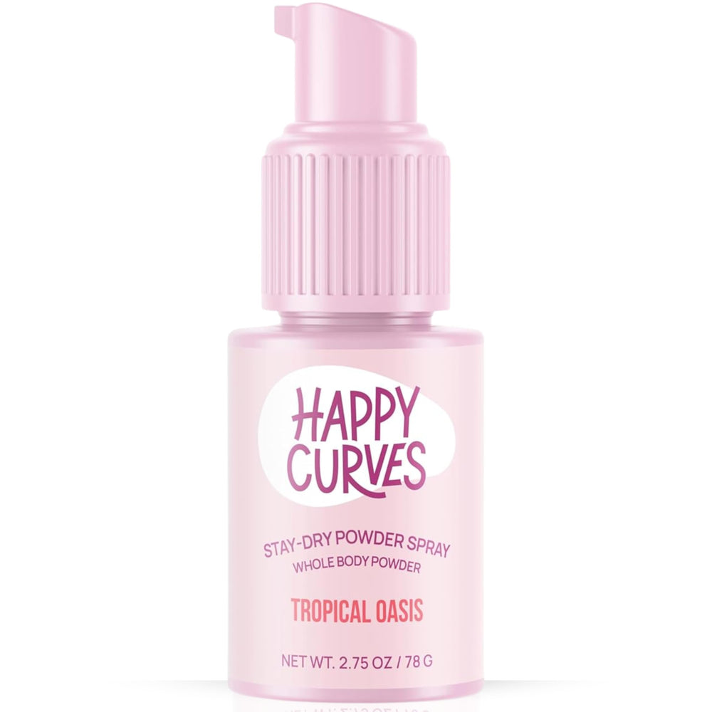 HAPPY CURVES Comfort Powder pack front shows talc-free formula for dry comfort