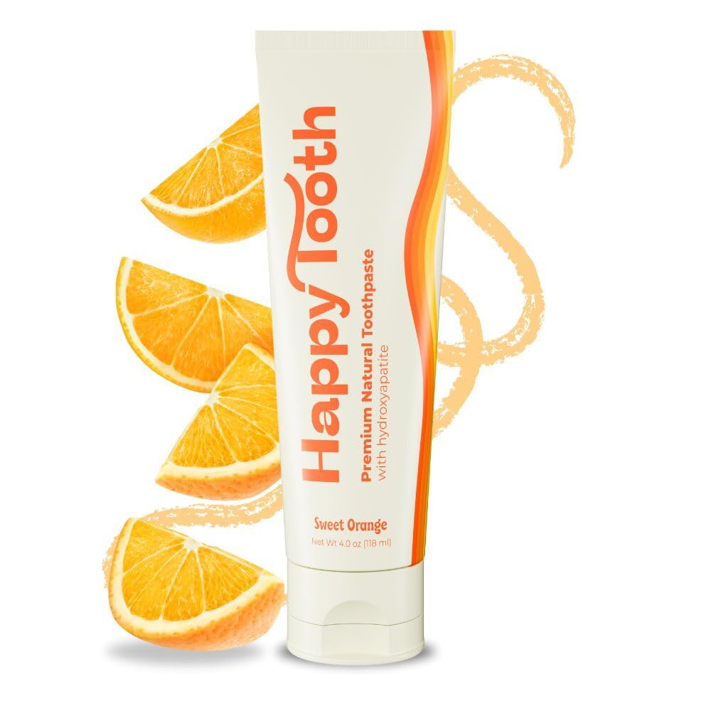 Hero image showing Happy Tooth Hydroxyapatite toothpaste tube
