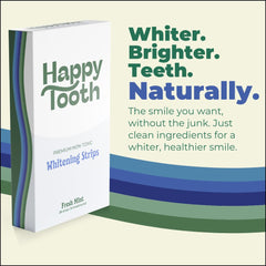 Applying Happy Tooth whitening strip to teeth