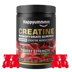 Happyummmm Creatine Monohydrate Gummies Strawberry bottle label