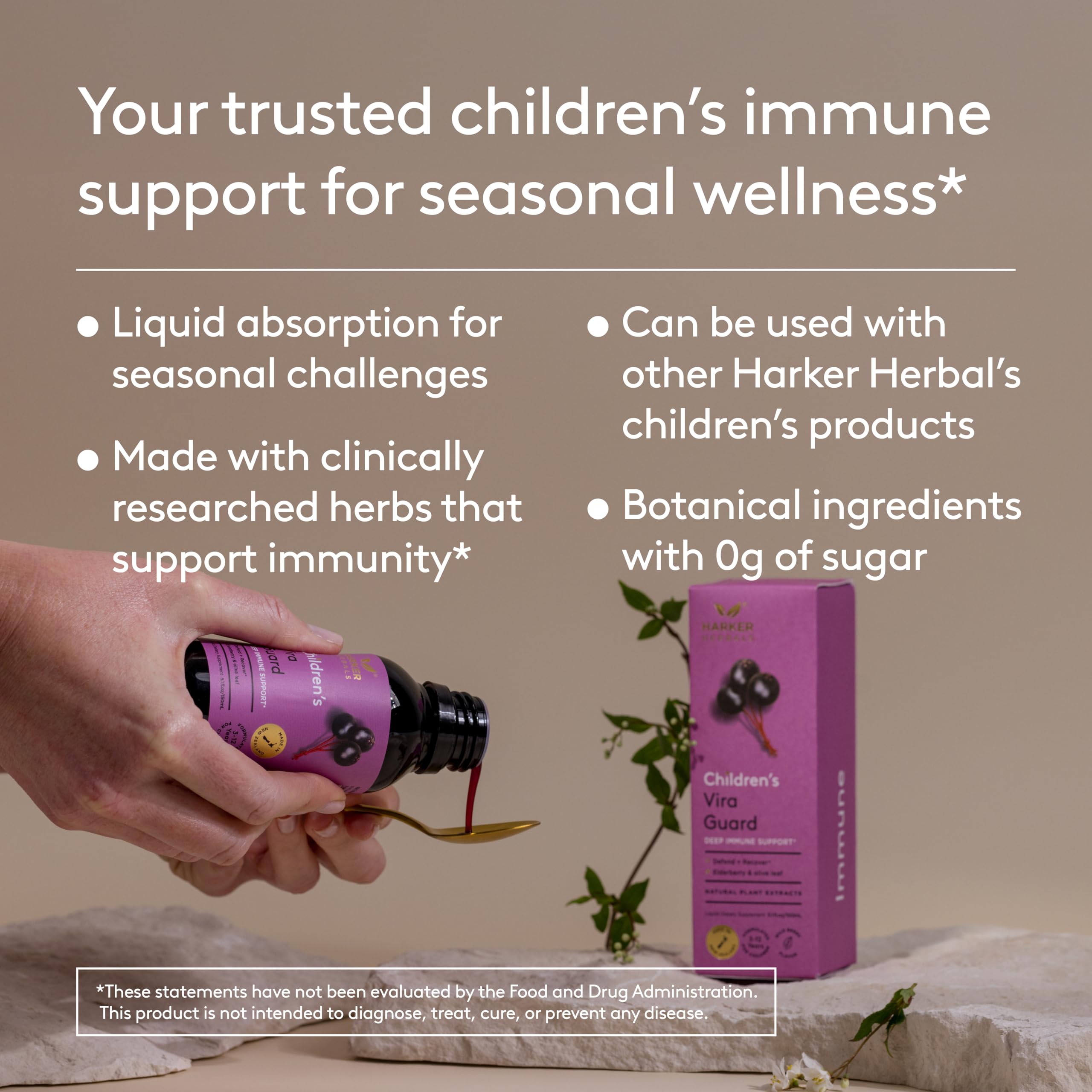 Label indicates natural mint taste and kid-friendly formula
