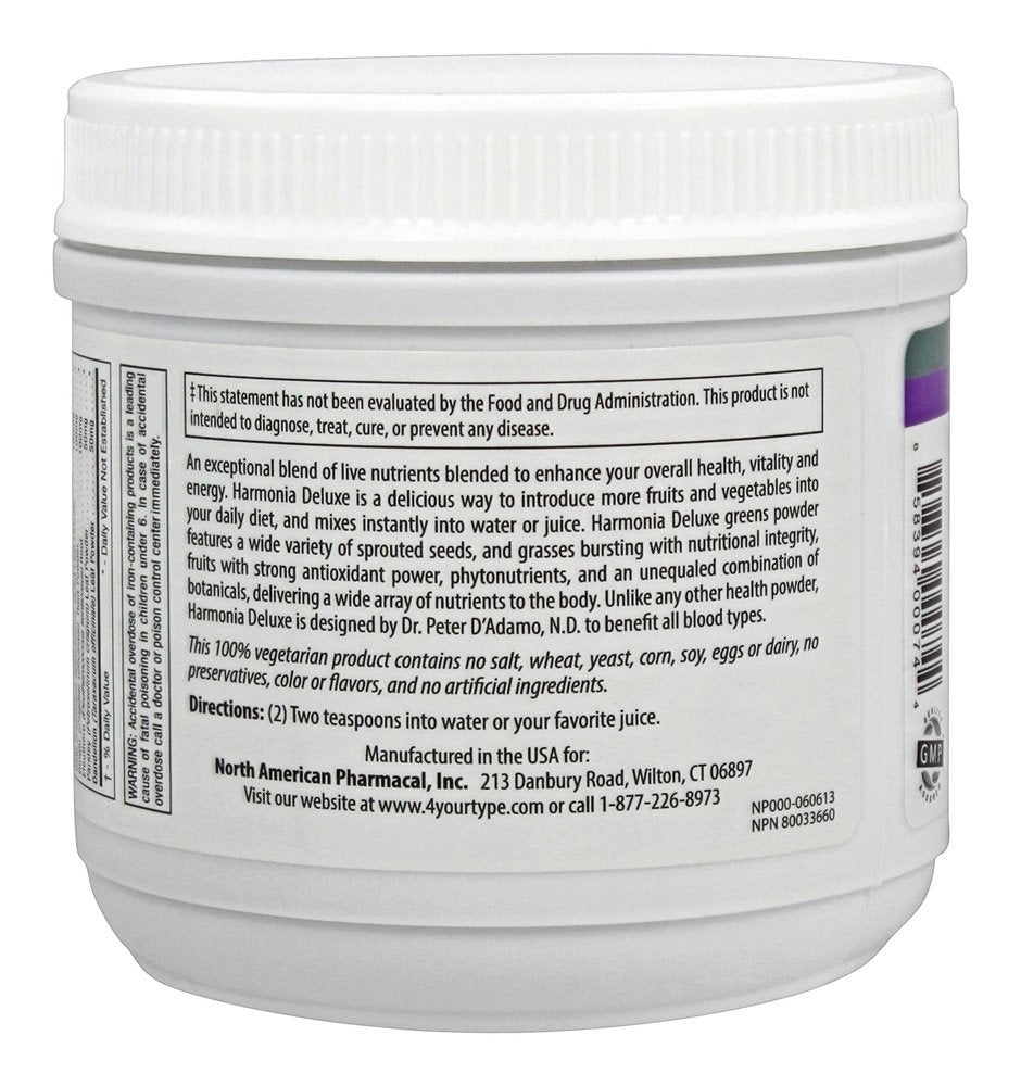 Nutrition supplement bottle with Harmonia Deluxe 7oz