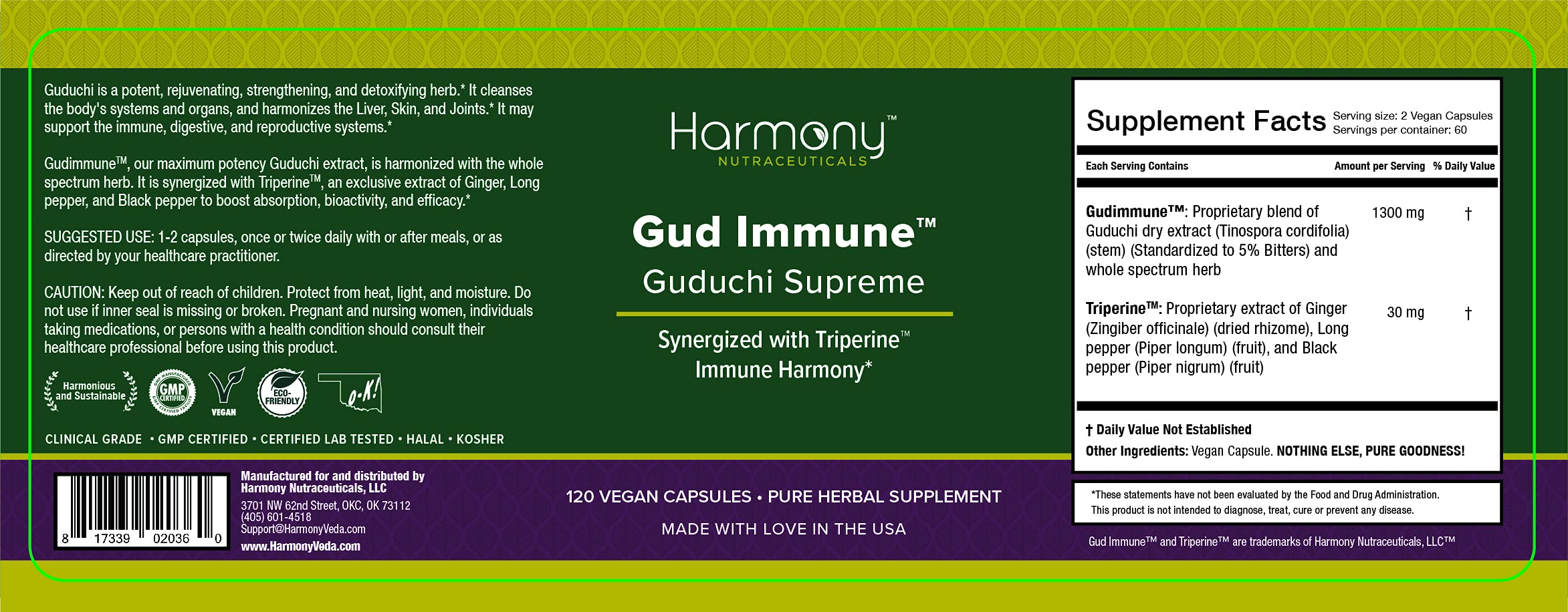 Harmony Nutraceuticals close-up of vegan capsules highlighting purity