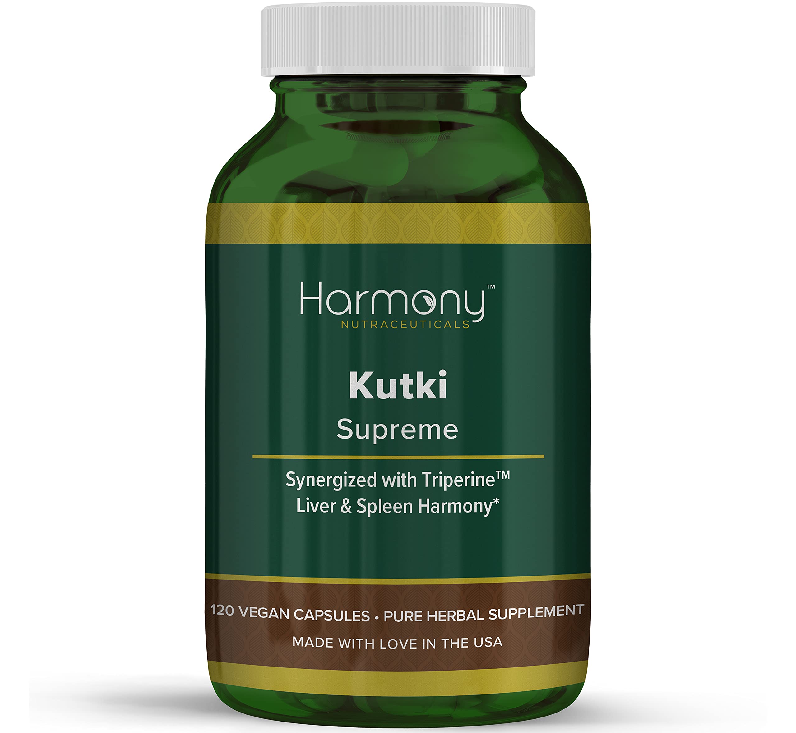 Harmony Nutraceuticals front bottle label showing product benefits