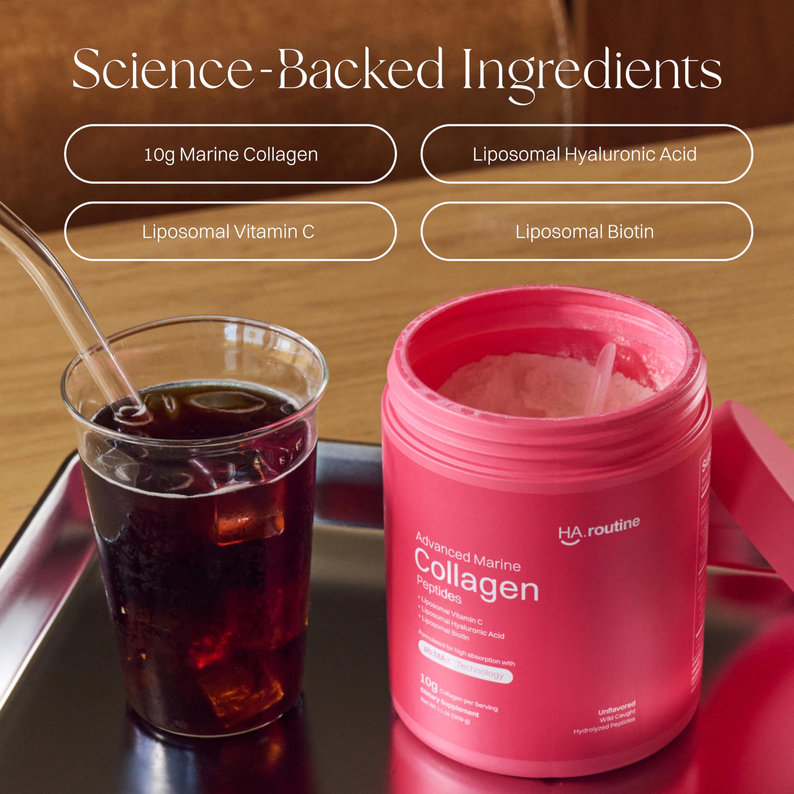 Collagen powder with scoop