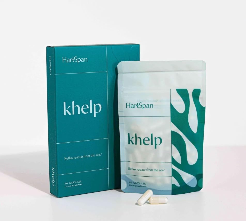 HartSpan Khelp bottle front—clean design for daily reflux support.