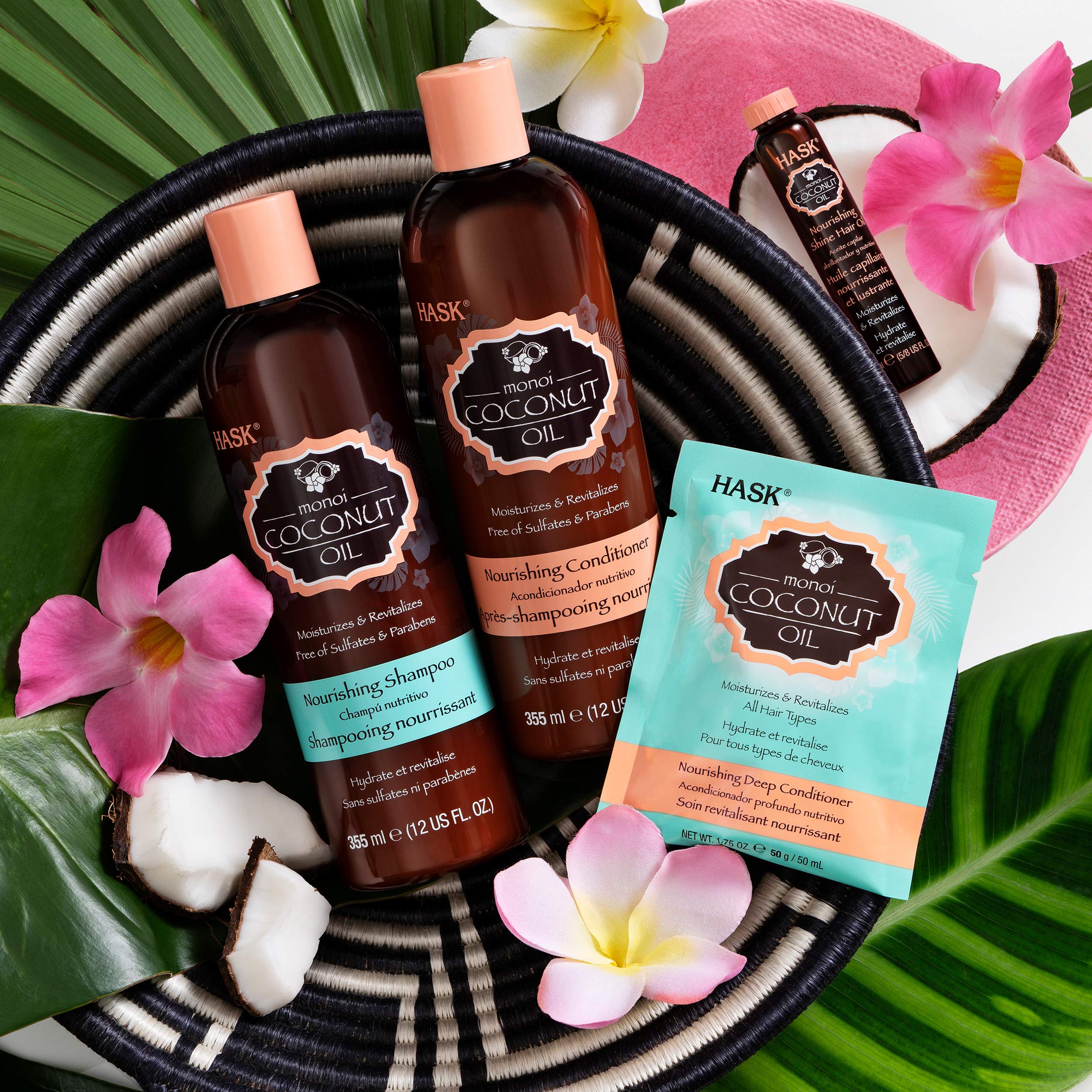Packaging highlights color-safe formula for color-treated hair.