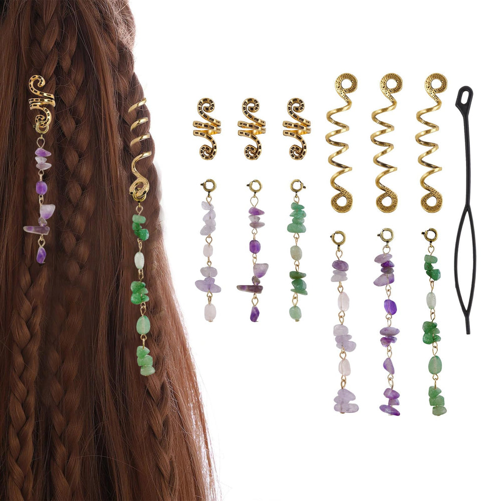 HausHr 12pcs detachable stone tassel set for versatile braids