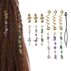 HausHr 12pcs detachable stone tassel set for versatile braids