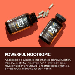 HAVASU NUTRITION NeuroIGNITE bottle with GMP-certified manufacturing label