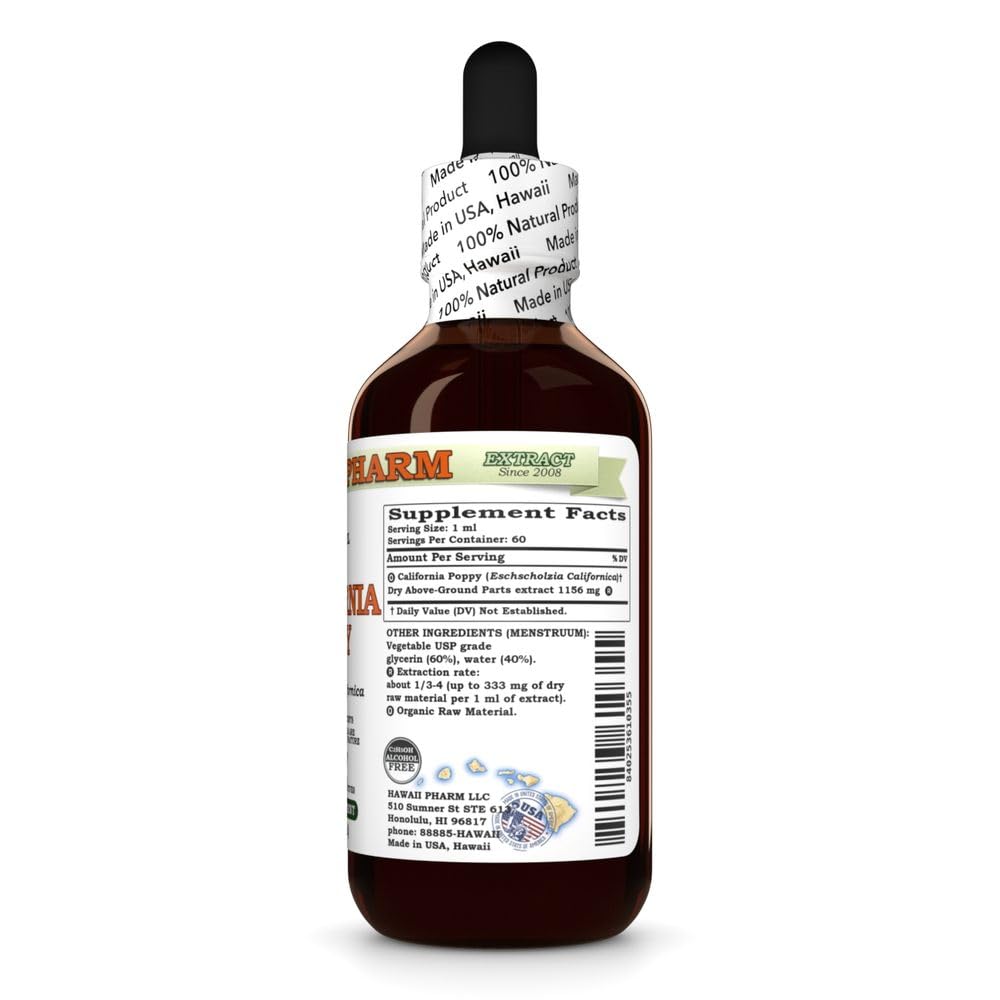 HawaiiPharm California Poppy 2 oz bottle and label