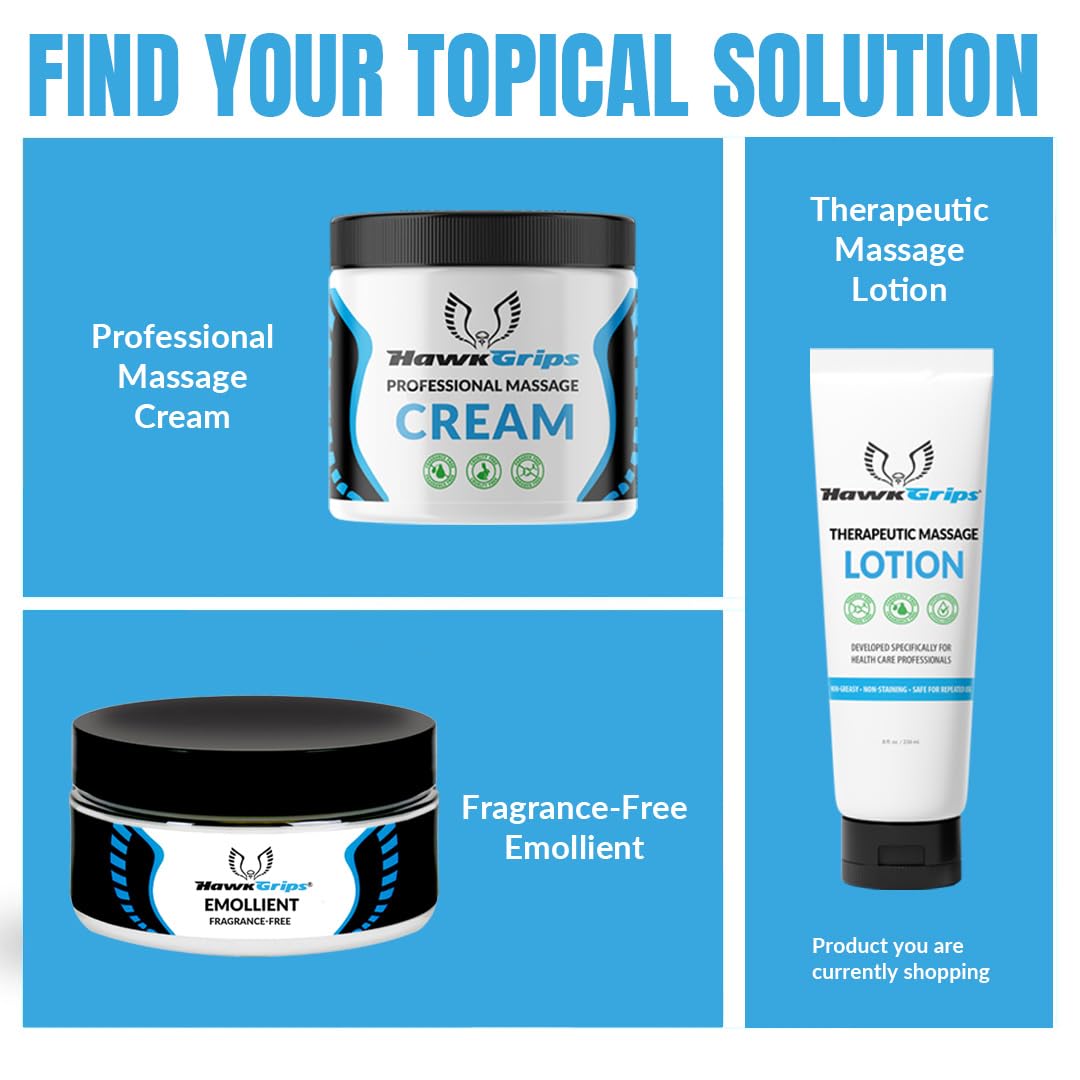 USA-made HawkGrips massage lotion with shea butter packaging