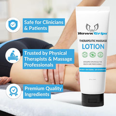 Tube packaging of HawkGrips massage lotion with shea butter