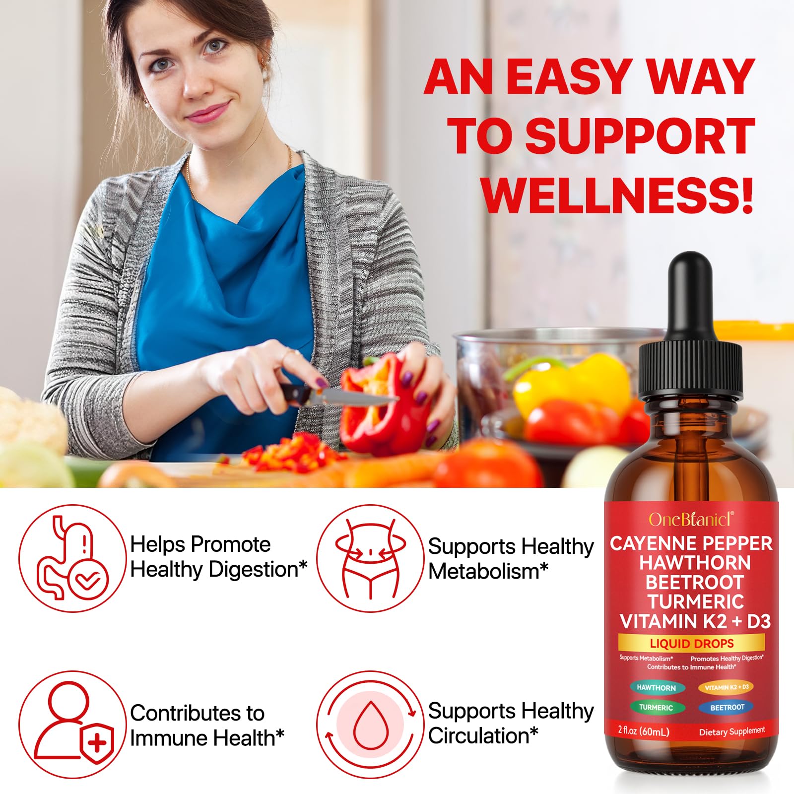 Ingredients blend including hawthorn, beetroot, and turmeric