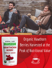 Hawthorn berry tea ingredients displayed in a glass jar