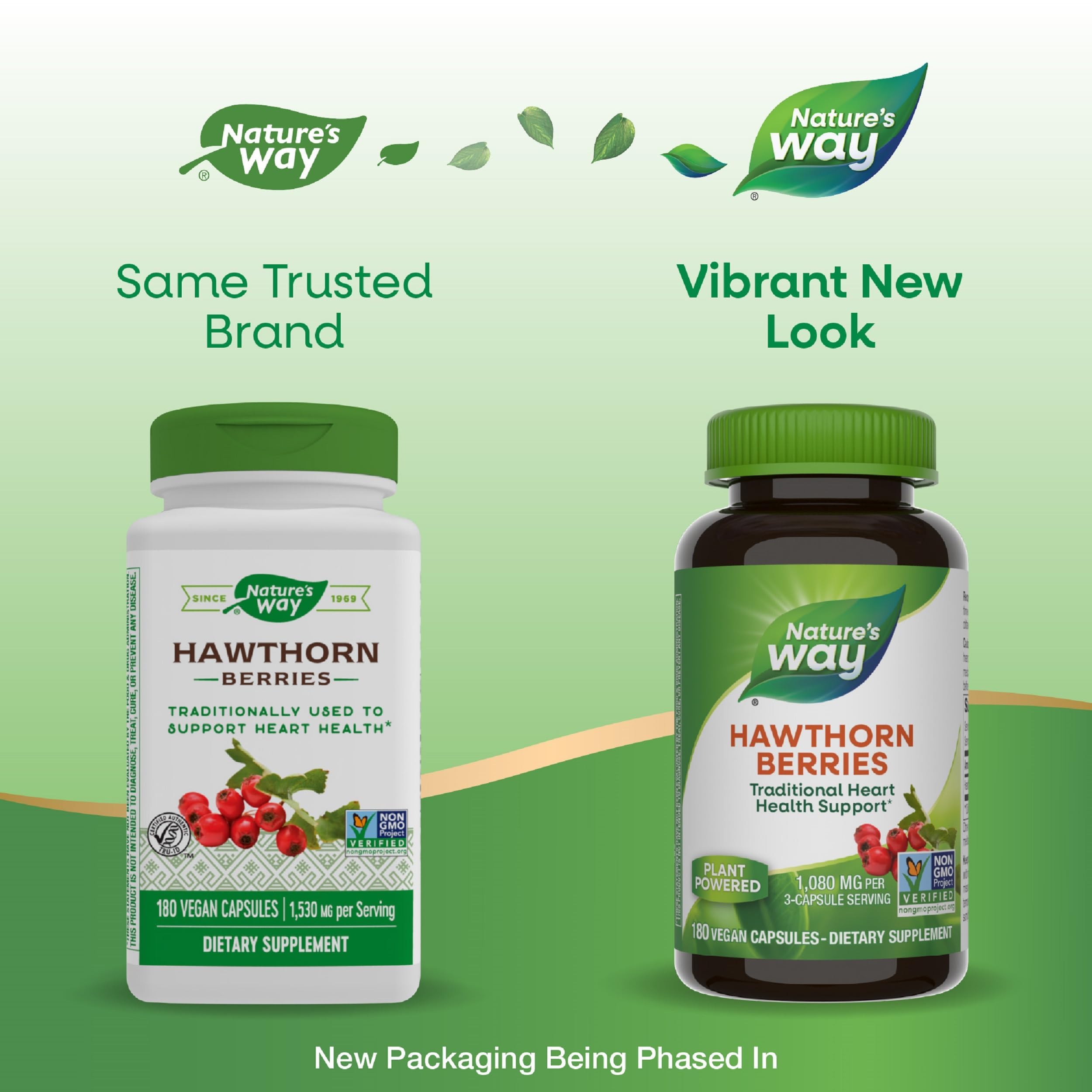 Hawthorn berries provide 1,080 mg per 3-capsule serving