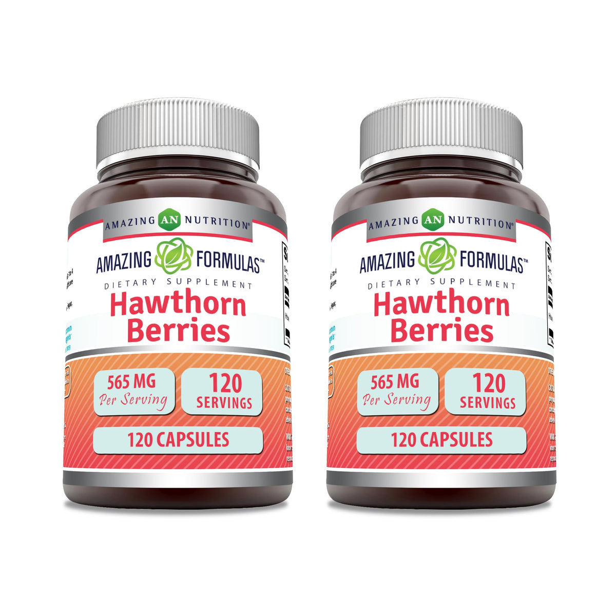 Amazing Formulas Hawthorn Berries 565 mg capsules bottle – 2 pack, 120 capsules