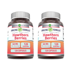 Amazing Formulas Hawthorn Berries 565 mg capsules bottle – 2 pack, 120 capsules