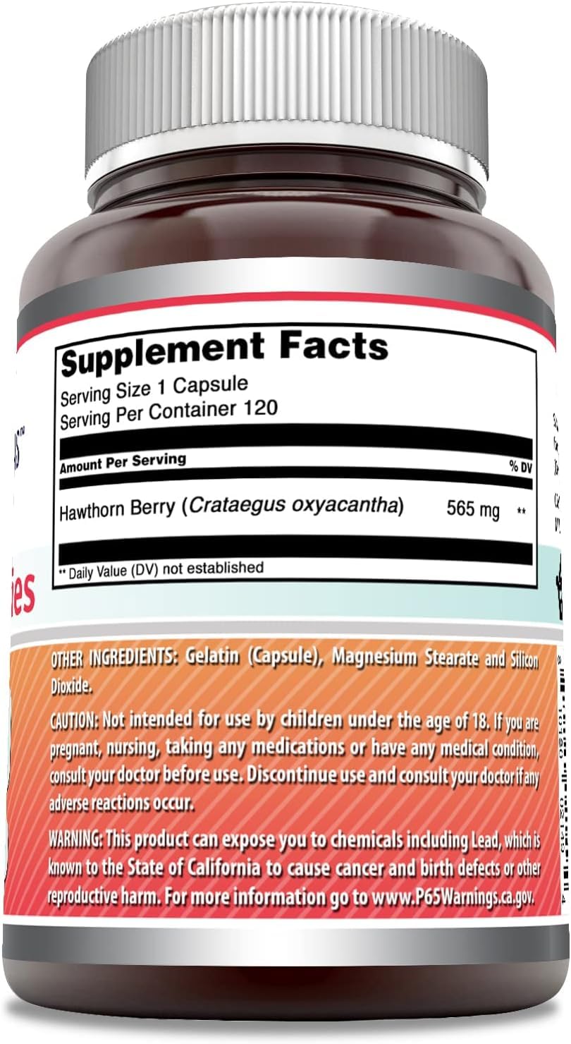 Hawthorn Berries 565 mg capsules – 120 servings per bottle