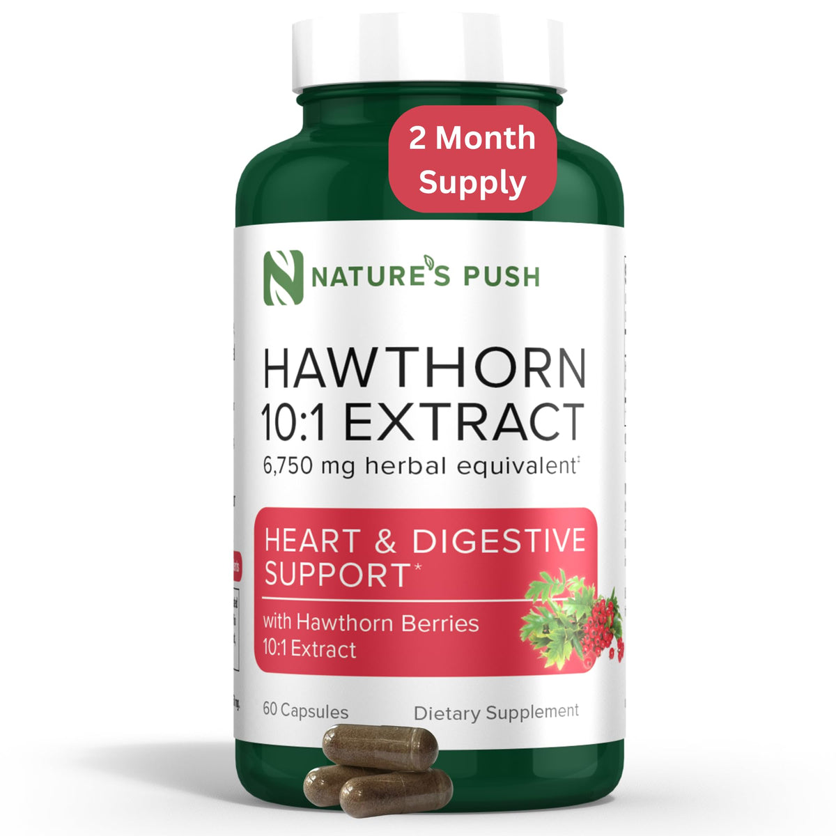 Hawthorn berry 10:1 extract capsules bottle