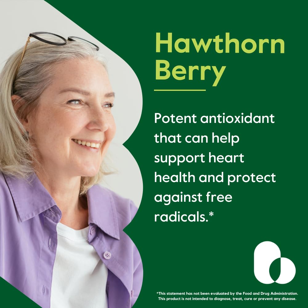 Close-up of Hawthorn Berry 600 mg capsules