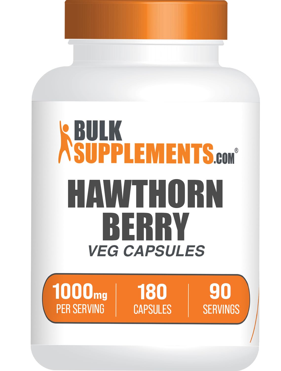 BulkSupplements Hawthorn Berry Capsules 1000mg bottle front view