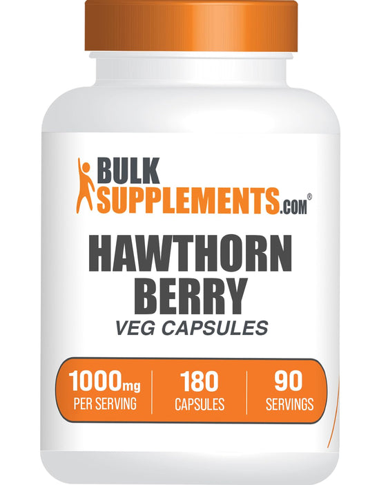 BulkSupplements Hawthorn Berry Capsules 1000mg bottle front view