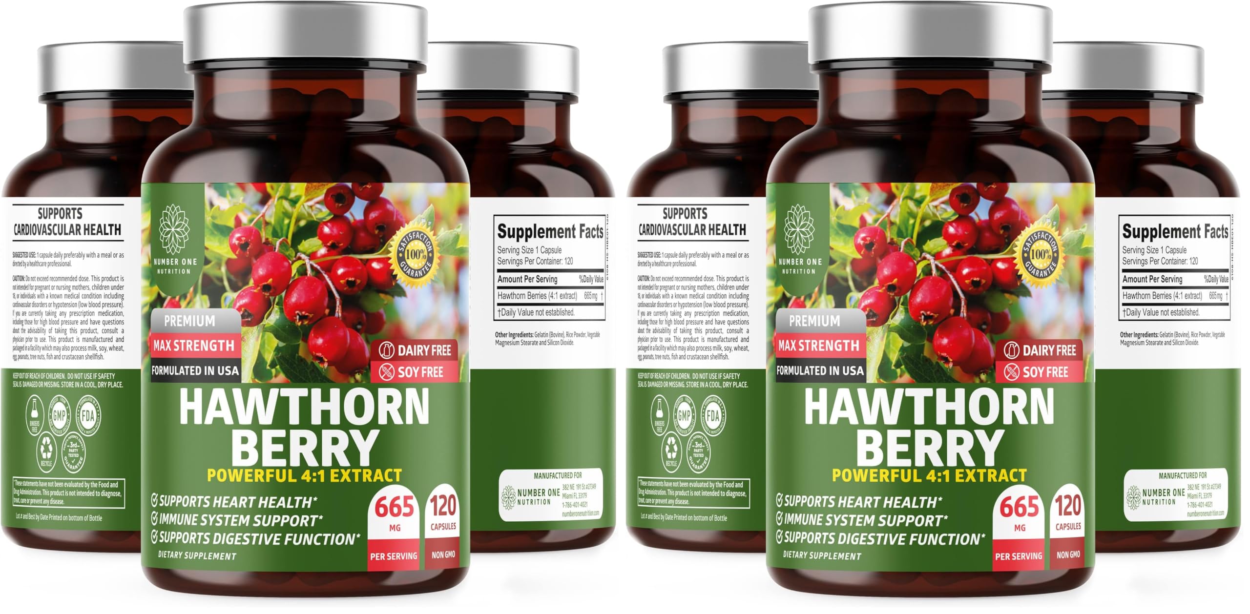 N1N Premium Hawthorn Berry Capsules bottle front view