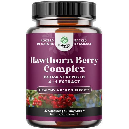 Hawthorn berry capsules bottle on white