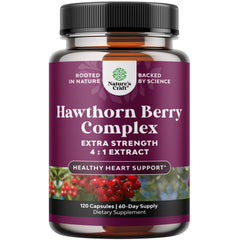 Hawthorn berry capsules bottle on white