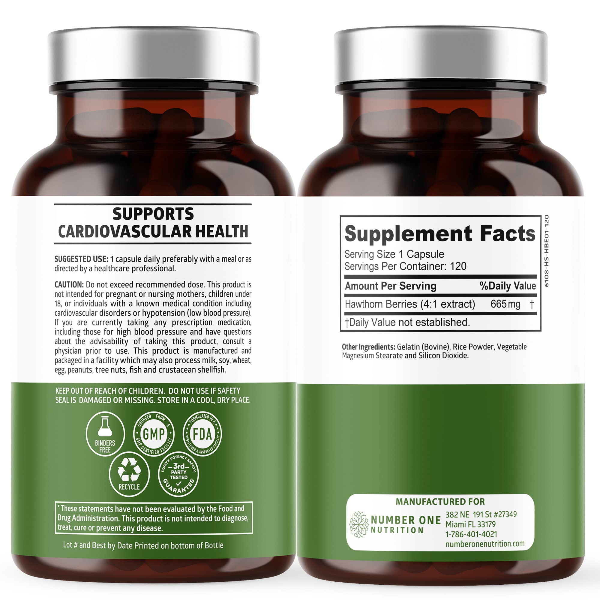 Hawthorn Berry Capsules bottle with label close-up