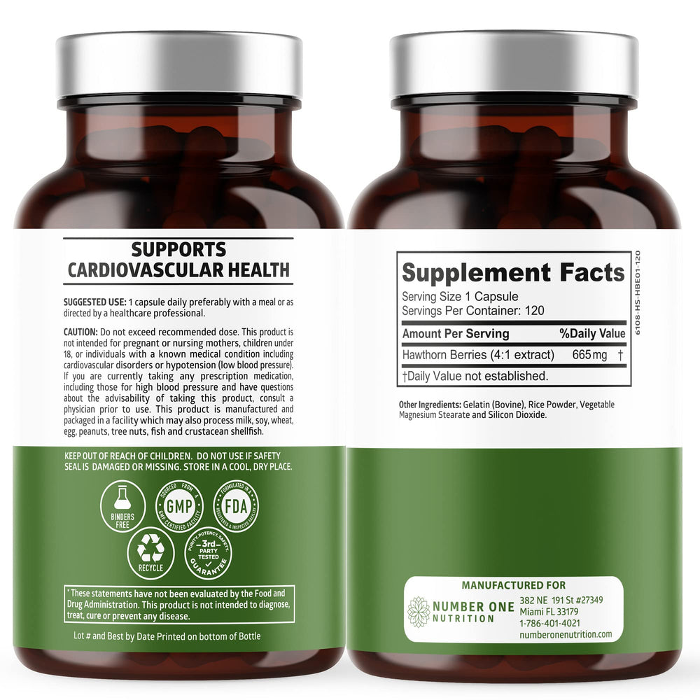 Hawthorn Berry Capsules bottle with label close-up