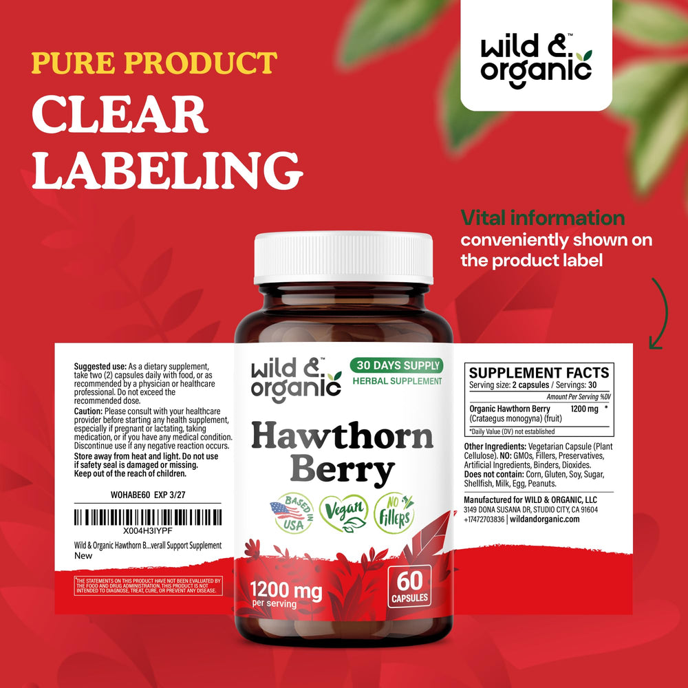 Bottle showing 30-day supply for hawthorn berry capsules