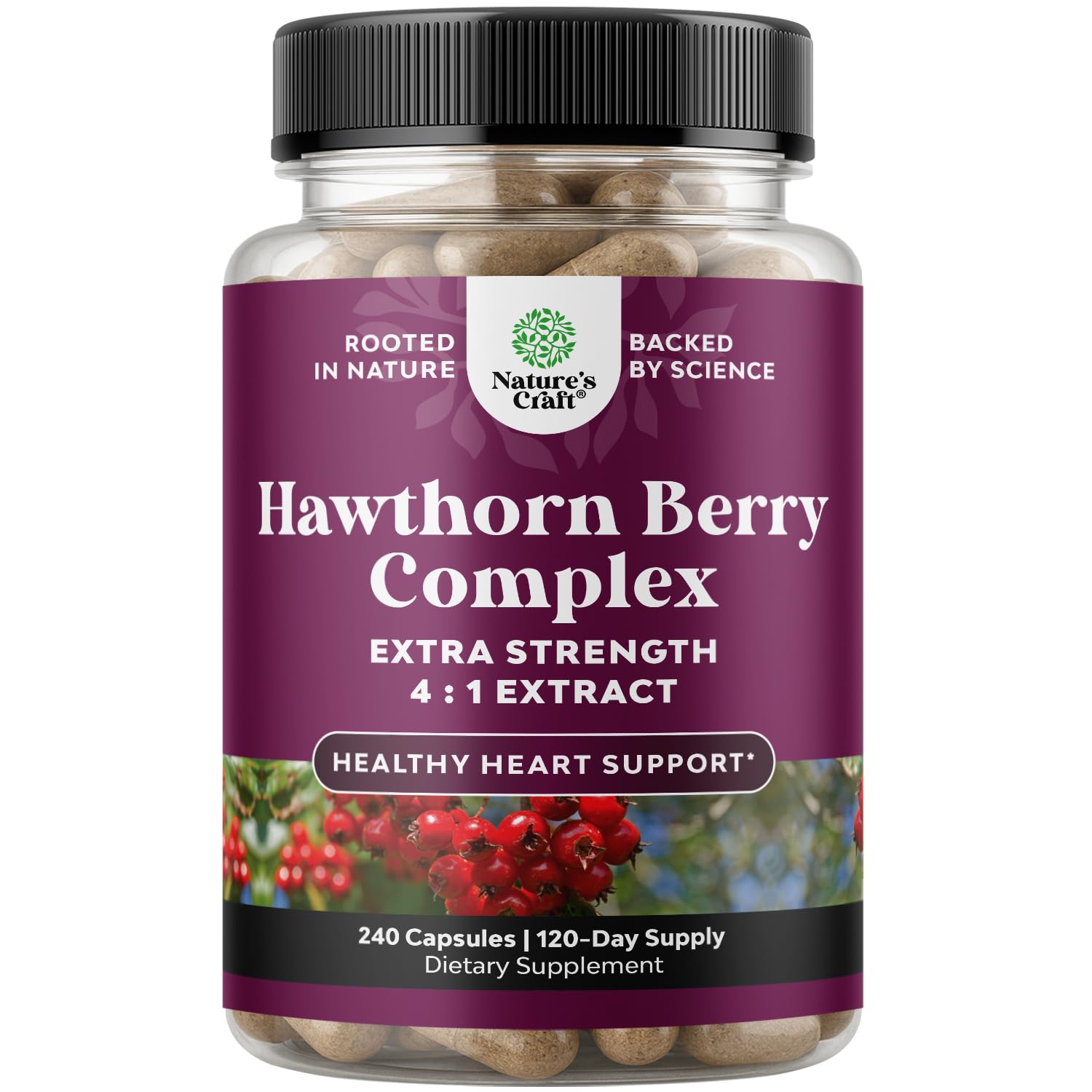 Bottle of High Strength Hawthorn Berry Capsules