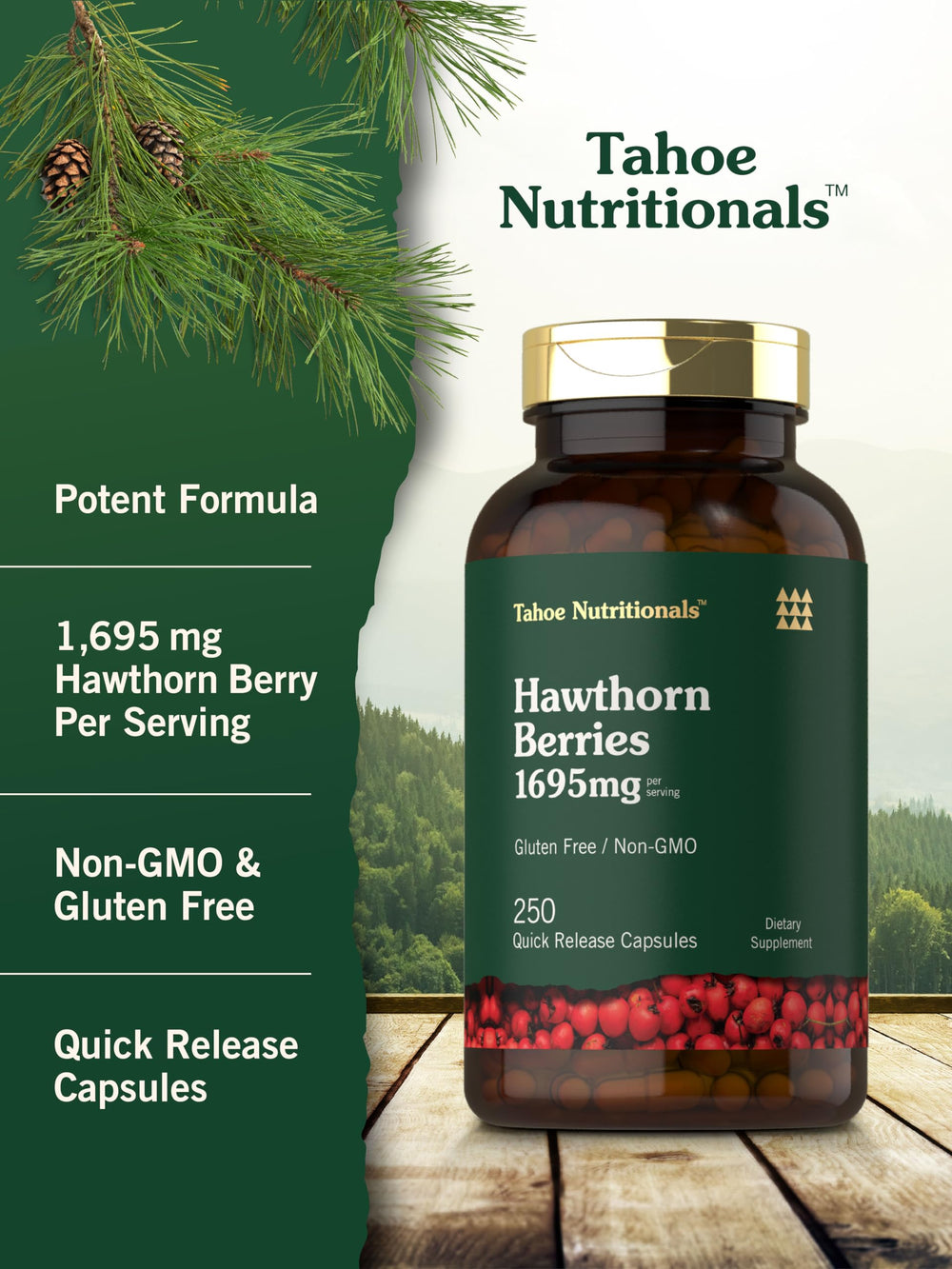 Laboratory-tested ingredients badge for Hawthorn Berry capsules