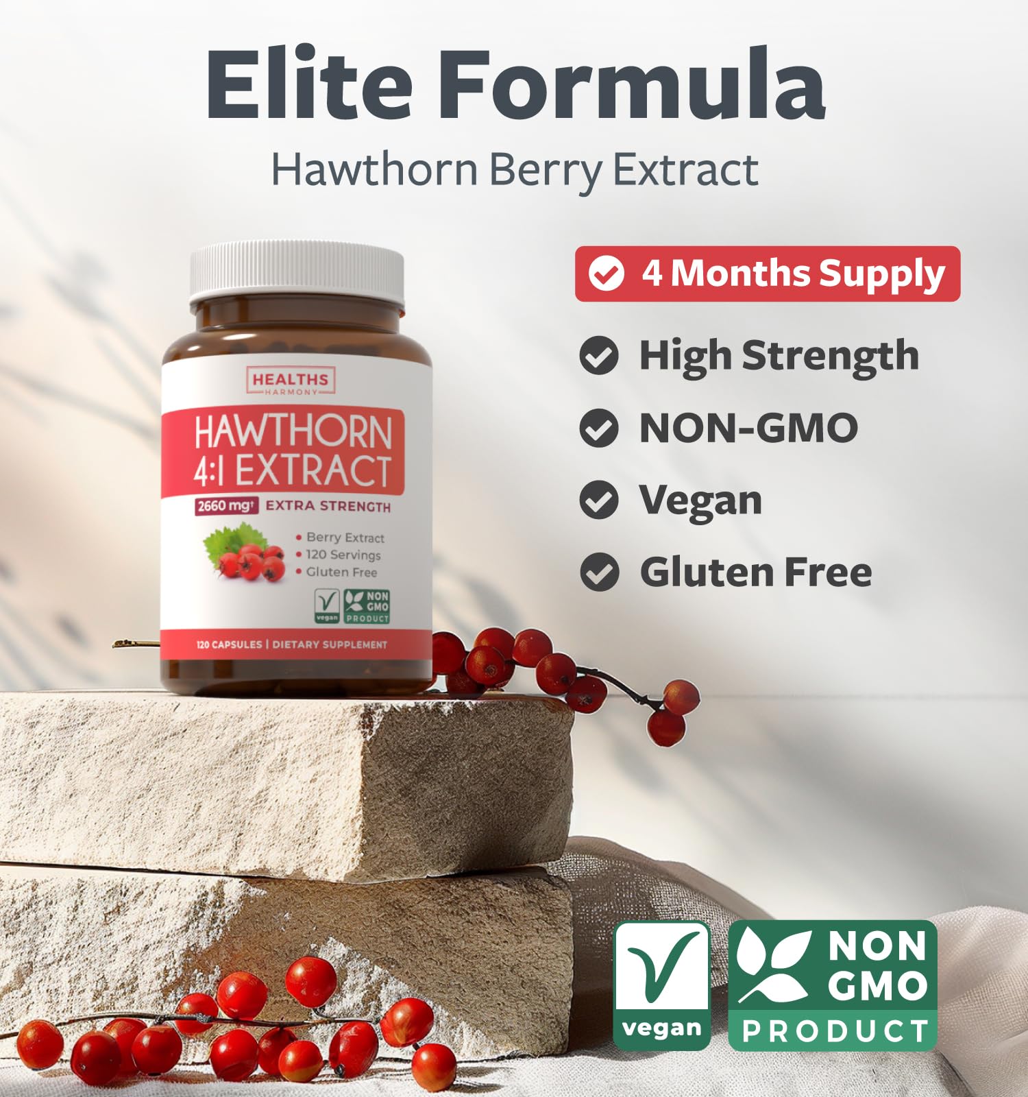 Close-up of Hawthorn Berry Extract capsule