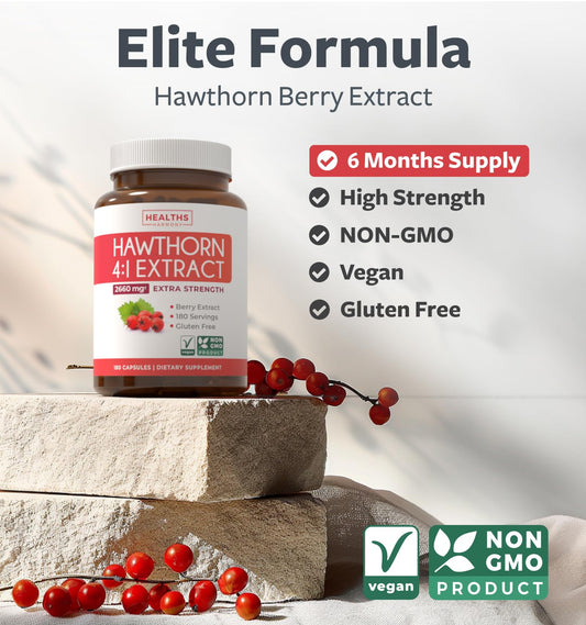 Bottle with Hawthorn Berry Extract Capsules label