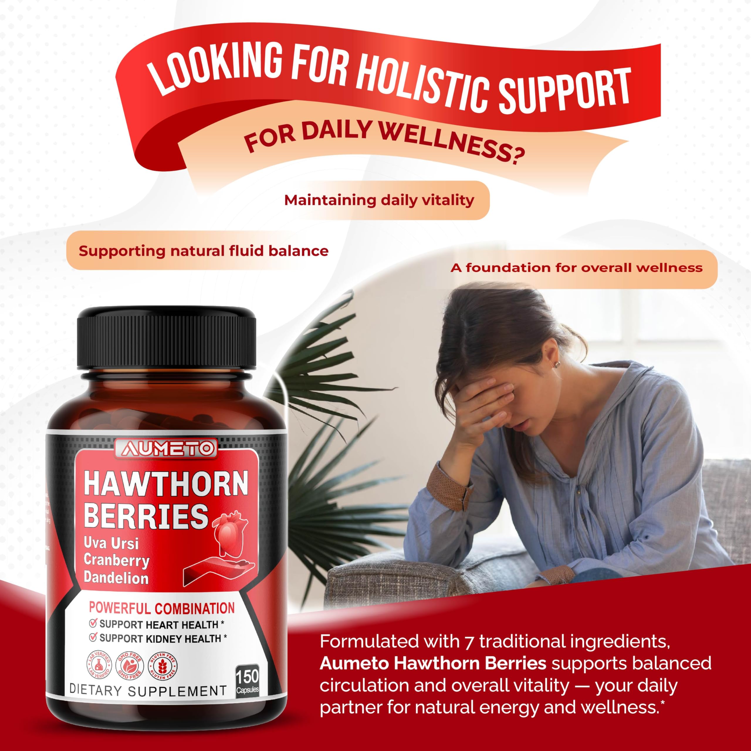 Close-up of Hawthorn Berry kidney and heart support ingredients