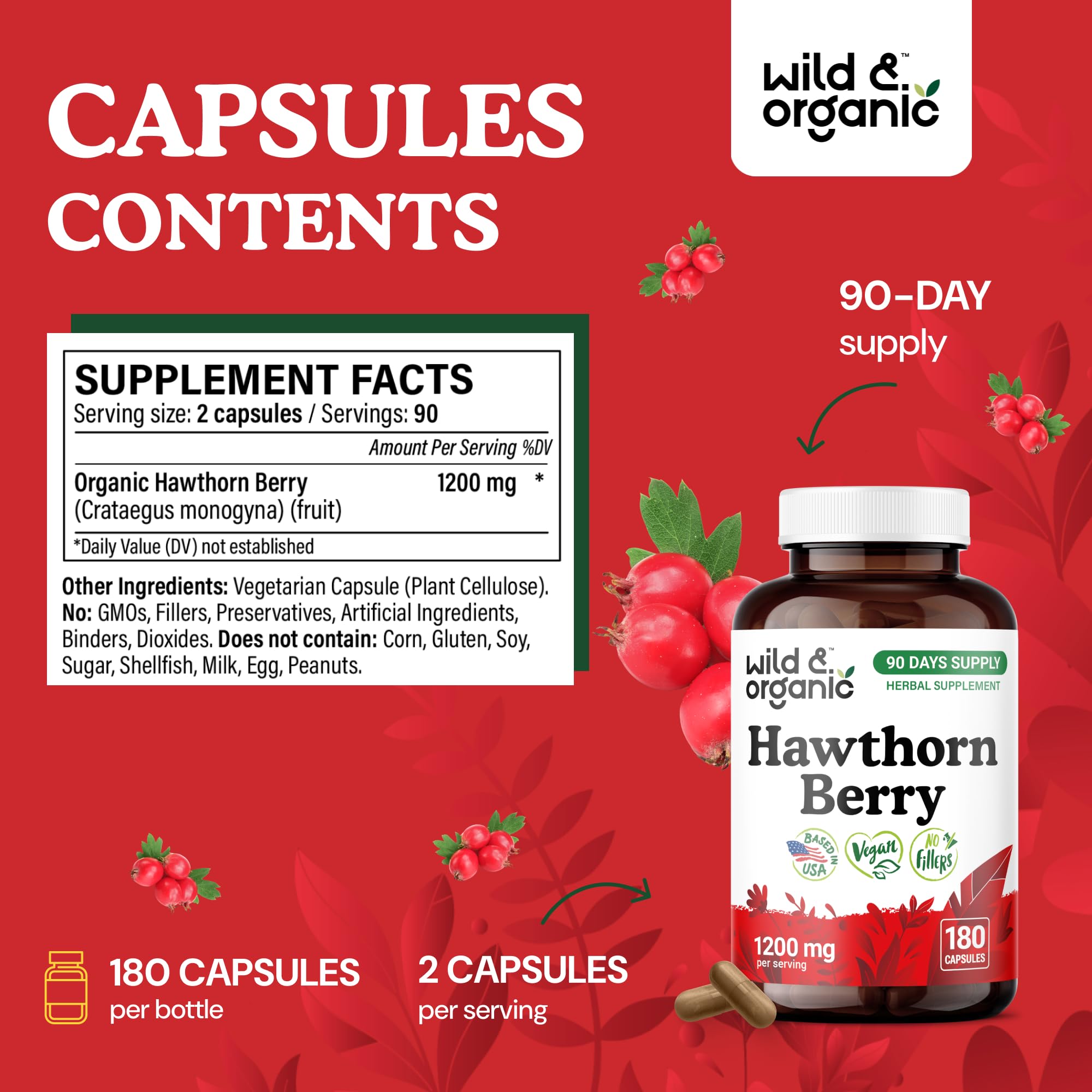 Inside the package showing hawthorn berry powder capsules